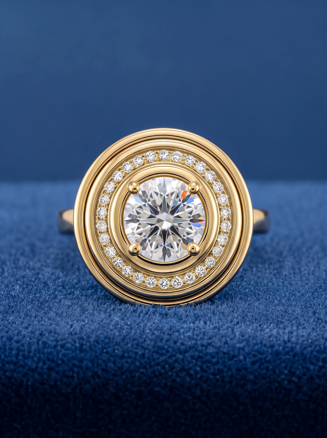 1.0CT Round Diamond Statement Halo Engagement Ring For Women