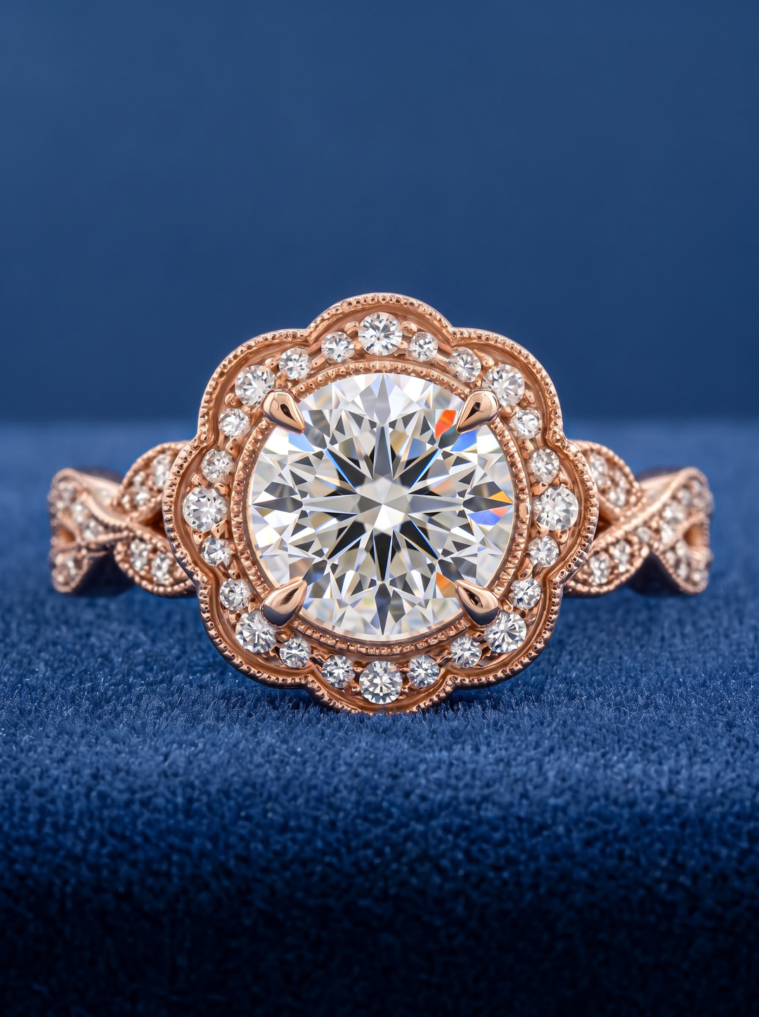 2.0CT Vintage Round Diamond Twisted Band Engagement Ring