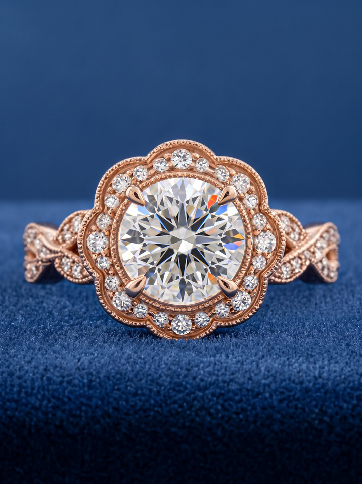 2.0CT Vintage Round Diamond Twisted Band Engagement Ring