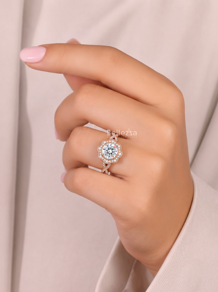 2.0CT Vintage Round Diamond Twisted Band Engagement Ring