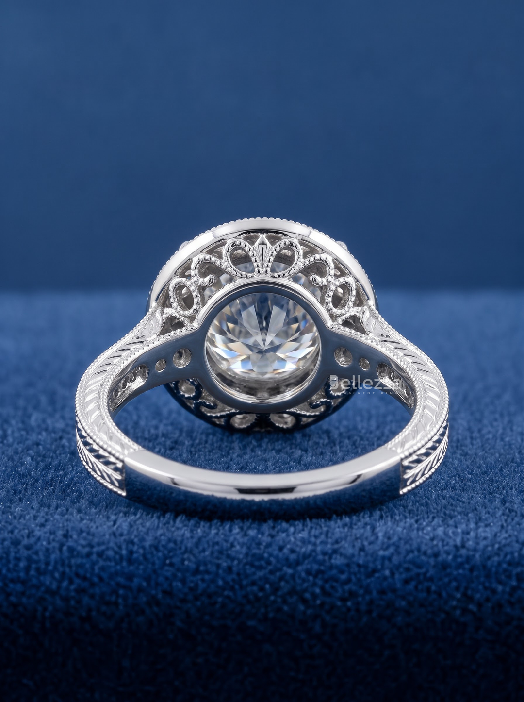 1.0CT Round Diamond Filigree Milgrain Engagement Ring For Women