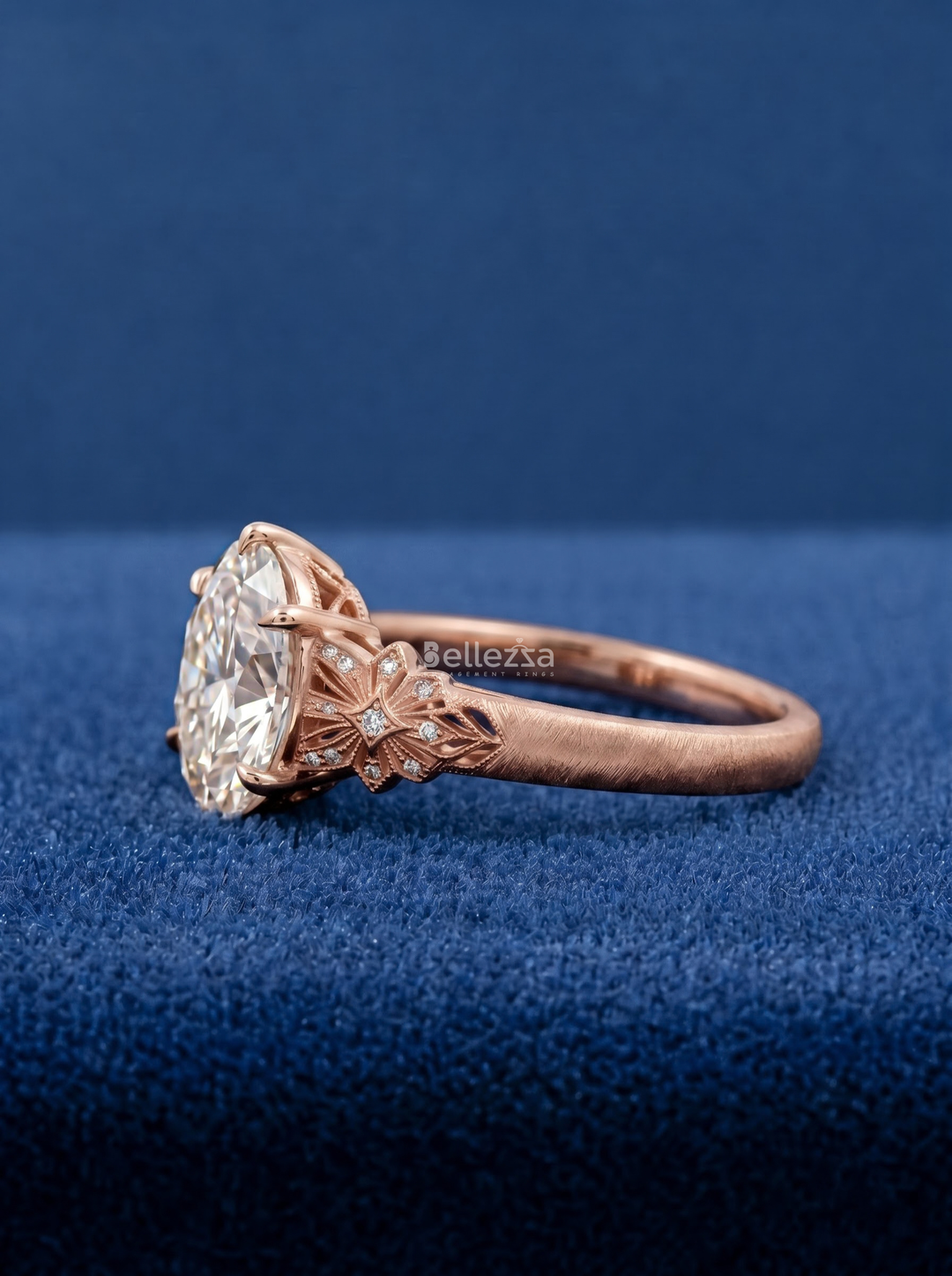 3.0CT Vintage Milgrain Oval Diamond Engagement Ring For Women