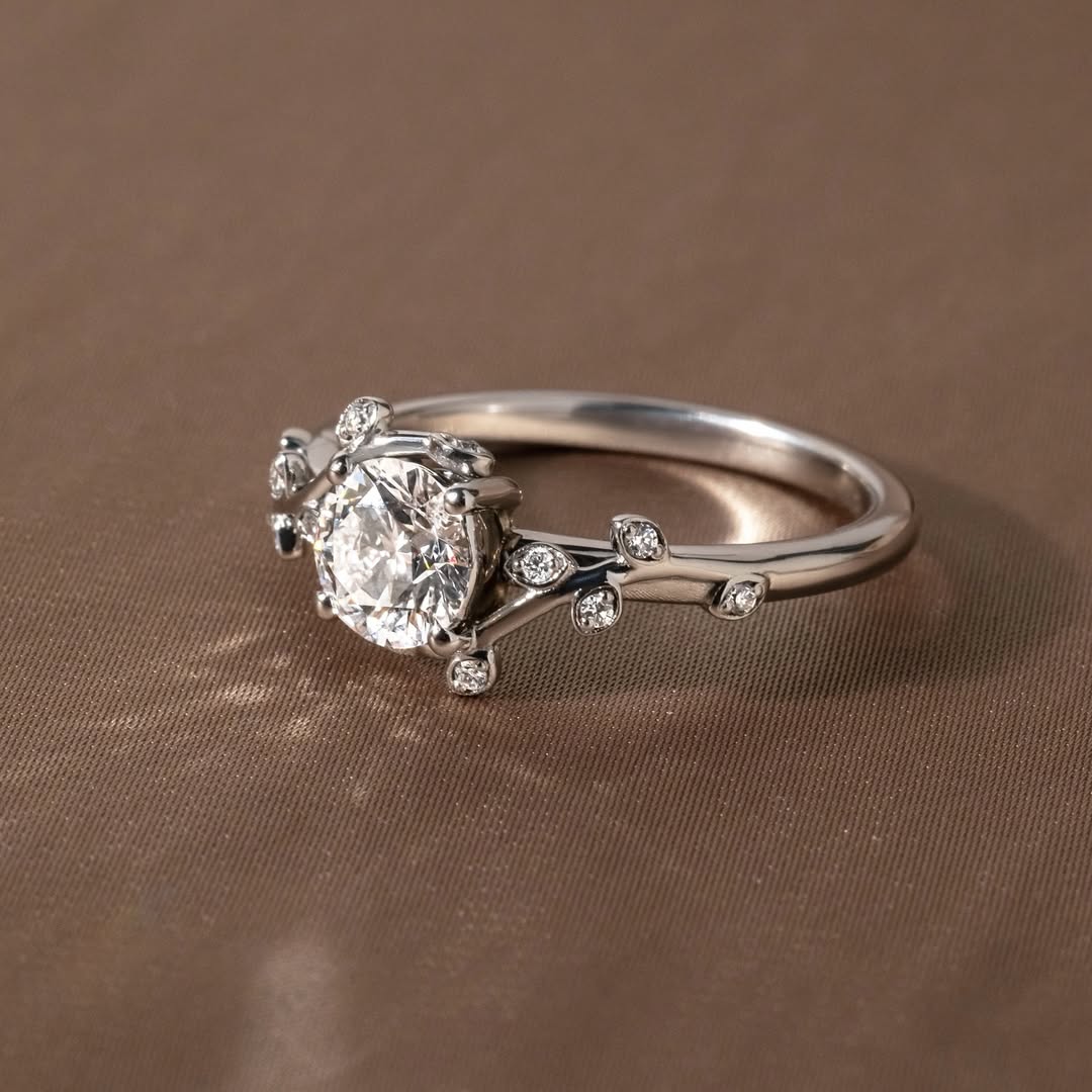 1.0-3.0 CT Round  Lab Grown Diamond Vintage Style Engagement Ring