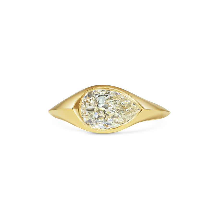 1.50CT Fancy Yellow East-West Pear Diamond Unique Solitaire Lab Grown Ring