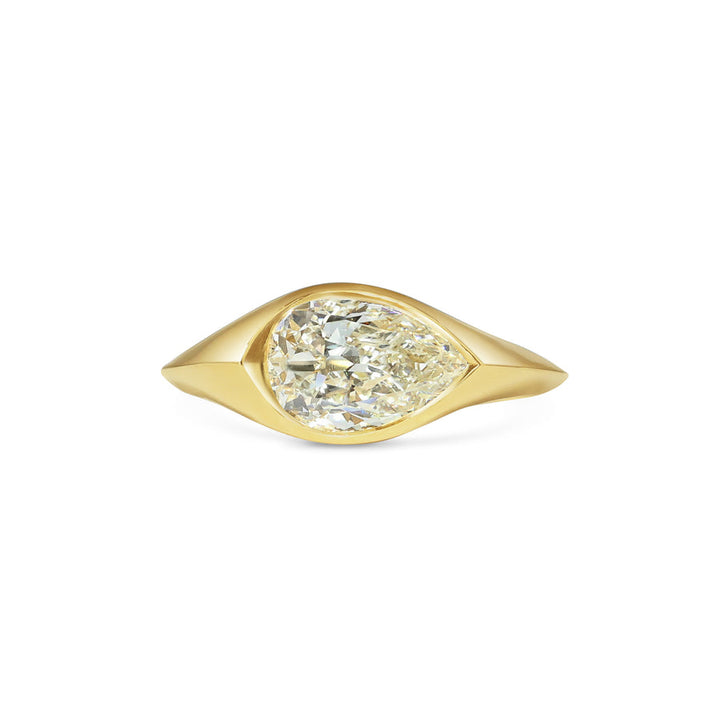 1.50CT Fancy Yellow East-West Pear Diamond Unique Solitaire Lab Grown Ring