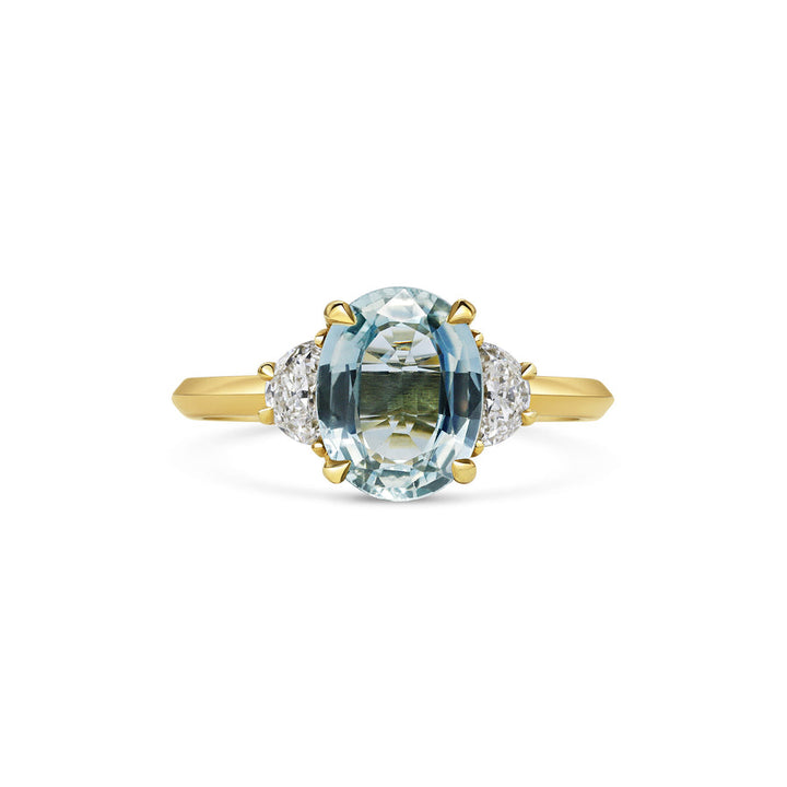 1.50CT Light Blue Oval Diamond Three Stone Setting Lab Grown Engagement Ring