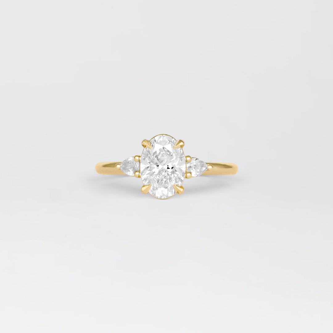 1.30 - 3.50 CT Oval  Lab Grown Diamond Three Stone Engagement ring