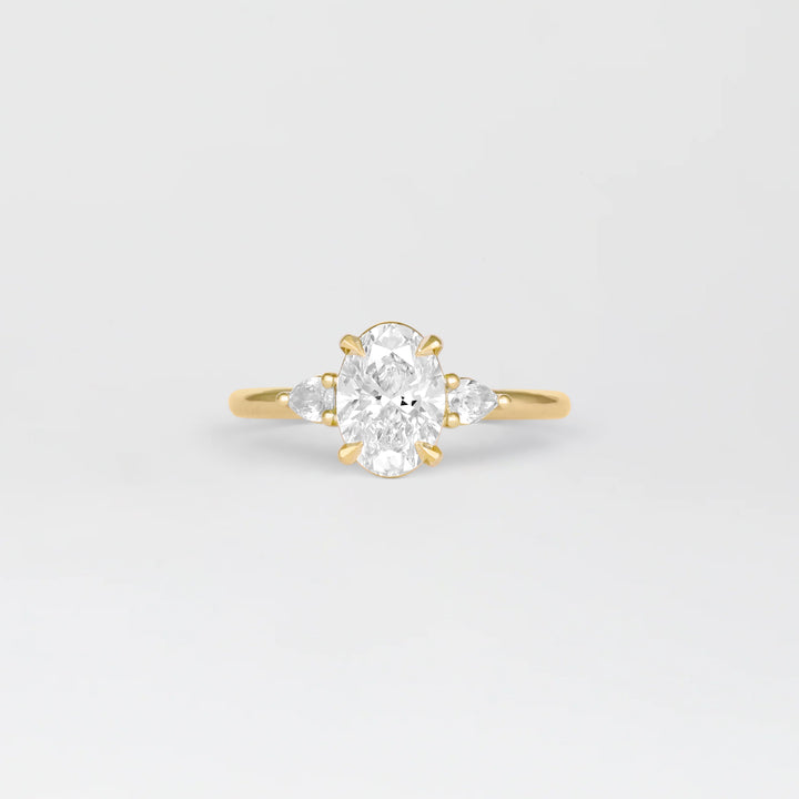 1.30 - 3.50 CT Oval  Lab Grown Diamond Three Stone Engagement ring