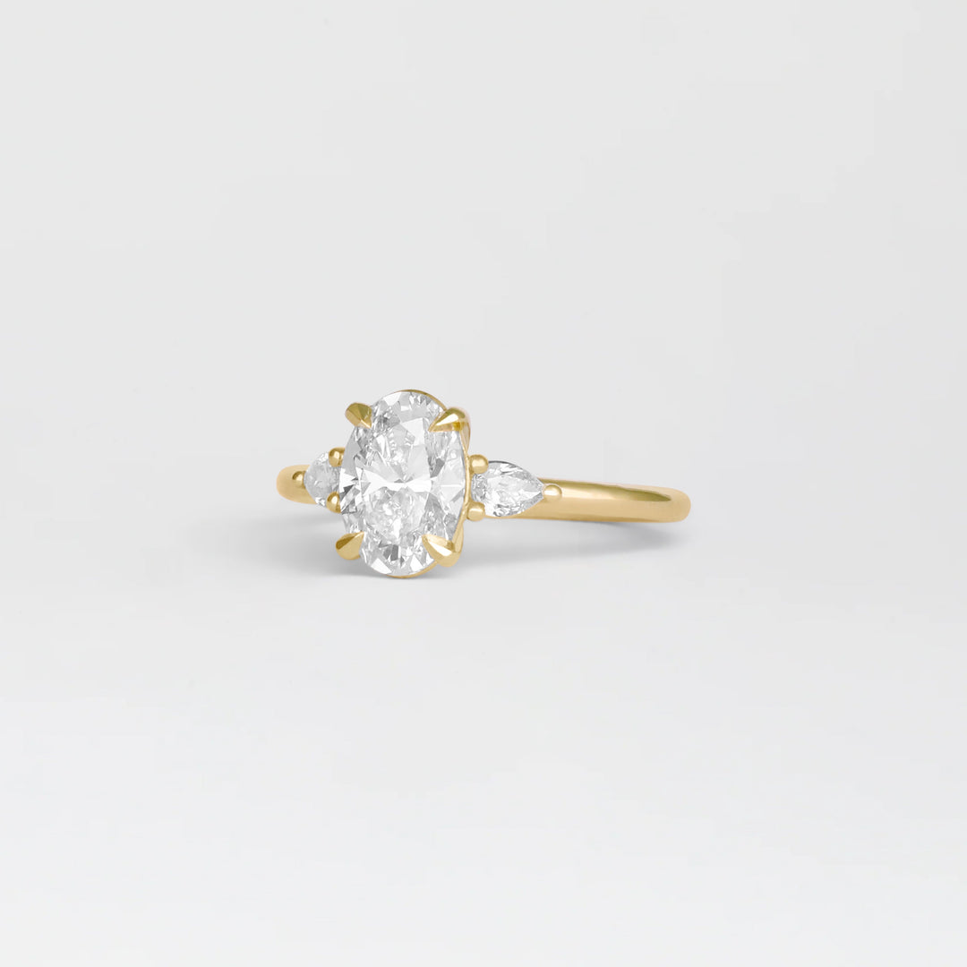 1.30 - 3.50 CT Oval  Lab Grown Diamond Three Stone Engagement ring