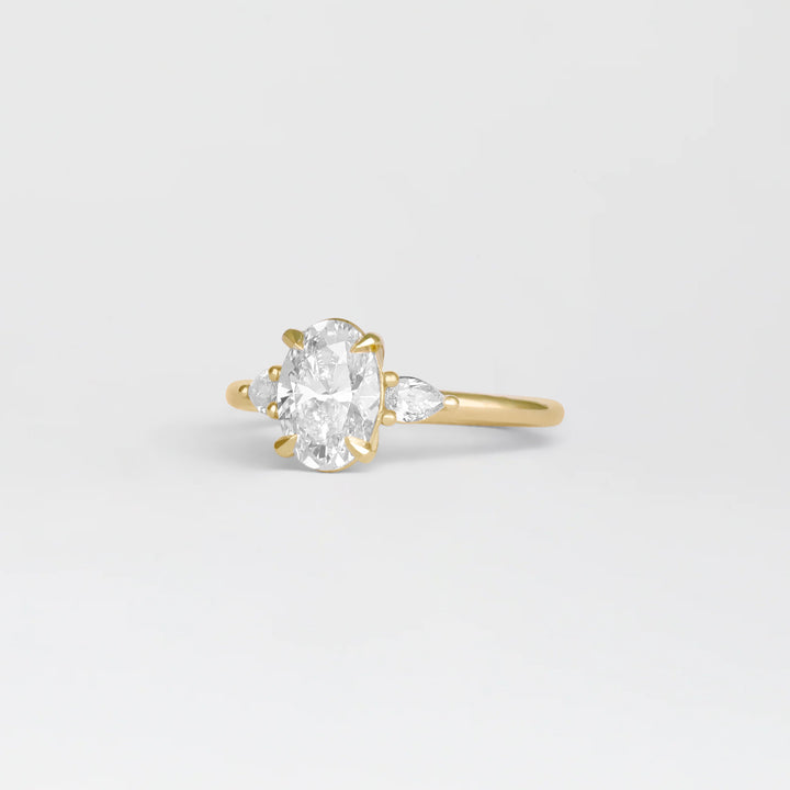 1.30 - 3.50 CT Oval  Lab Grown Diamond Three Stone Engagement ring