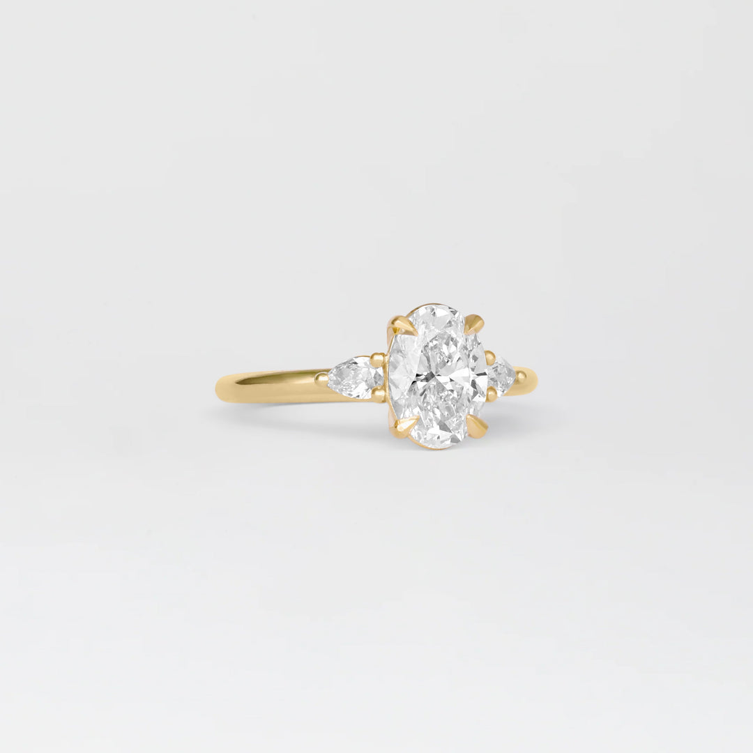1.30 - 3.50 CT Oval  Lab Grown Diamond Three Stone Engagement ring