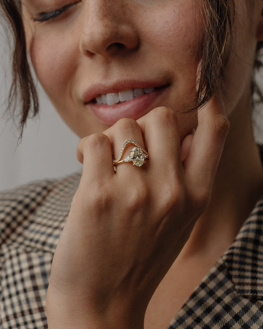 0.28 TCW Round Lab Grown Diamond Curved Pave Wedding Band