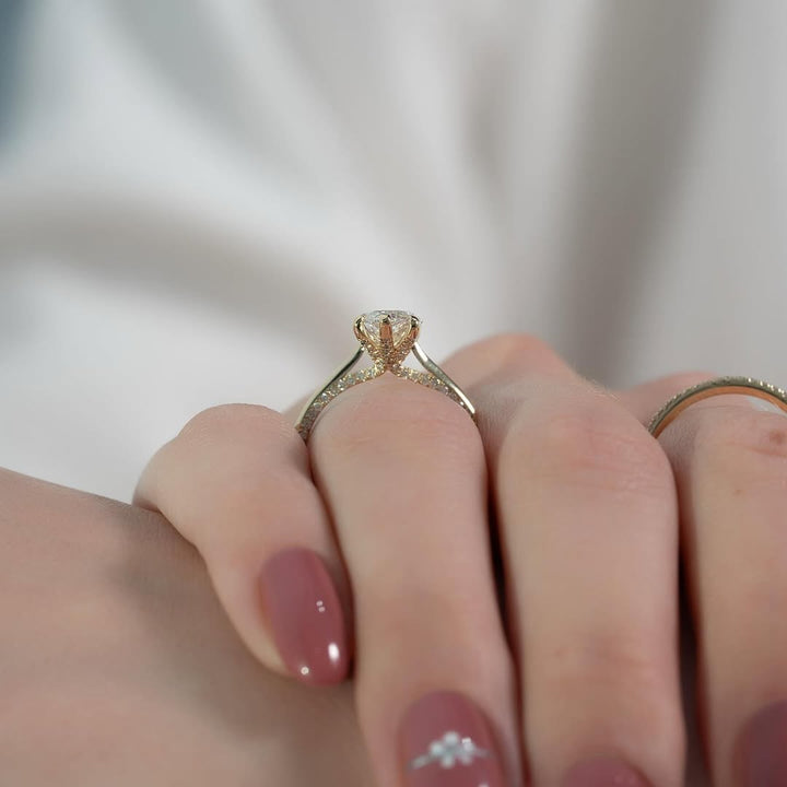 1.5-2.5 CT Marquise  Lab Grown Diamond Unique Setting Engagement Ring