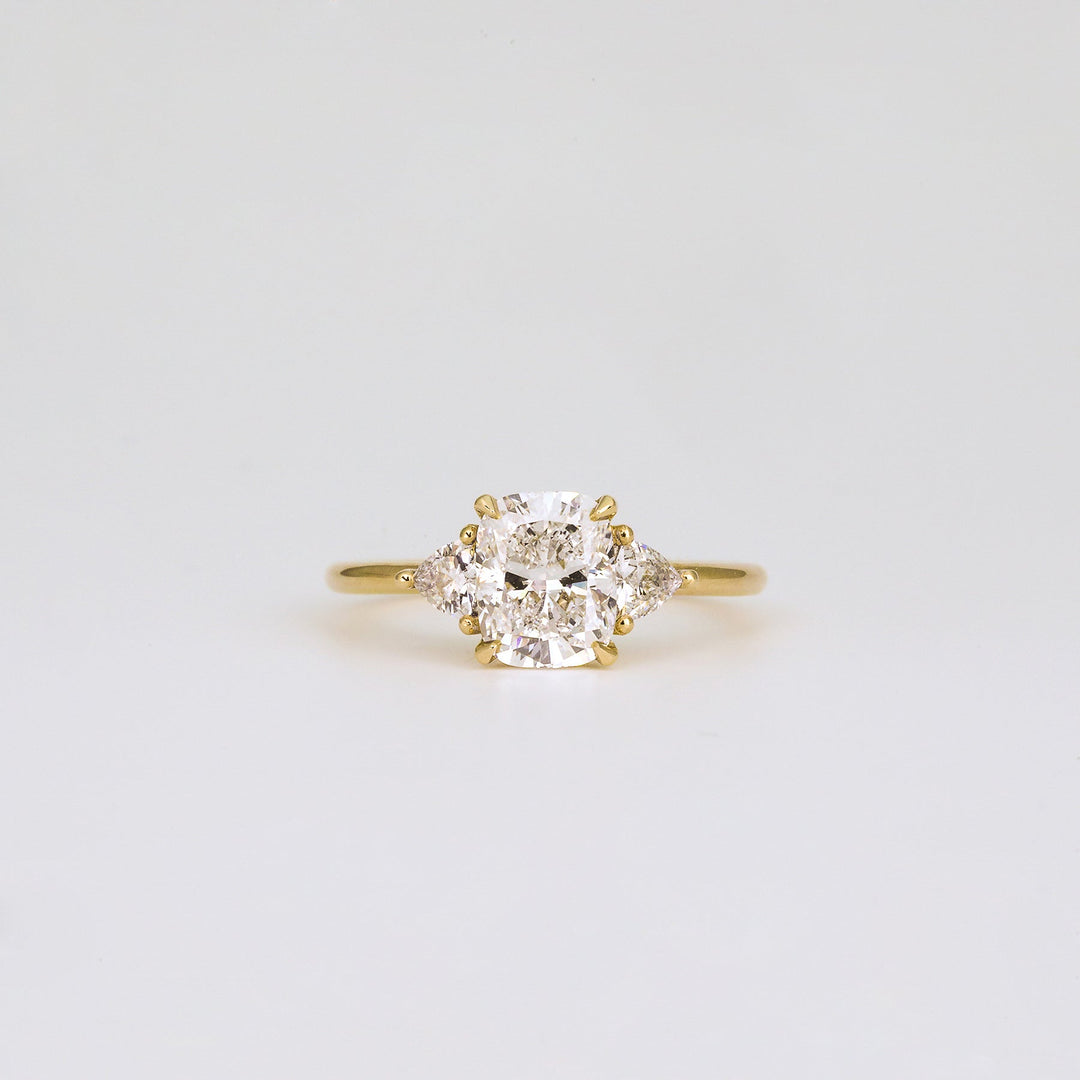 1.52 -3.50 CT Cushion  Lab Grown Diamond Three Stone Engagement ring
