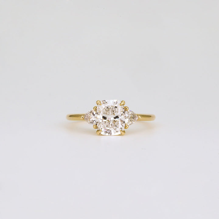 1.52 -3.50 CT Cushion  Lab Grown Diamond Three Stone Engagement ring