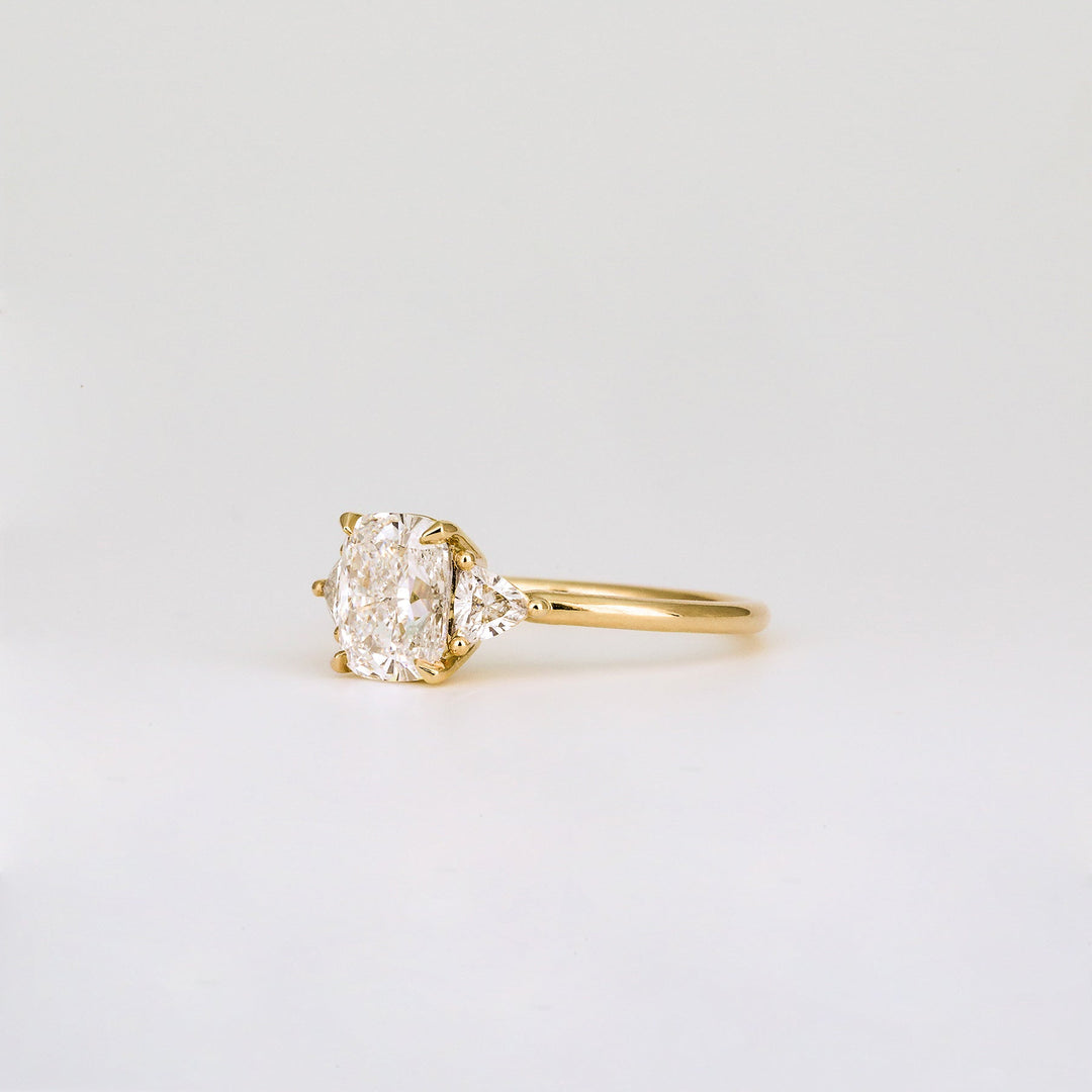 1.52 -3.50 CT Cushion  Lab Grown Diamond Three Stone Engagement ring