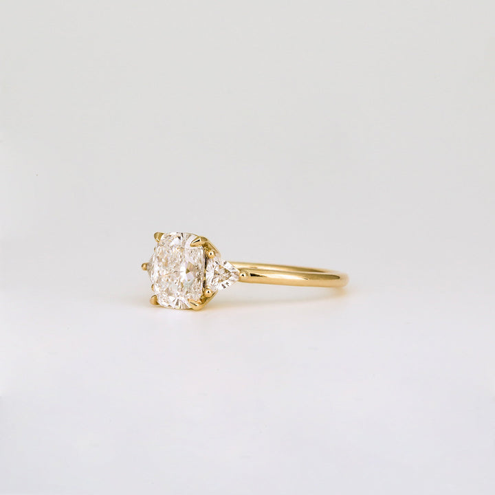 1.52 -3.50 CT Cushion  Lab Grown Diamond Three Stone Engagement ring