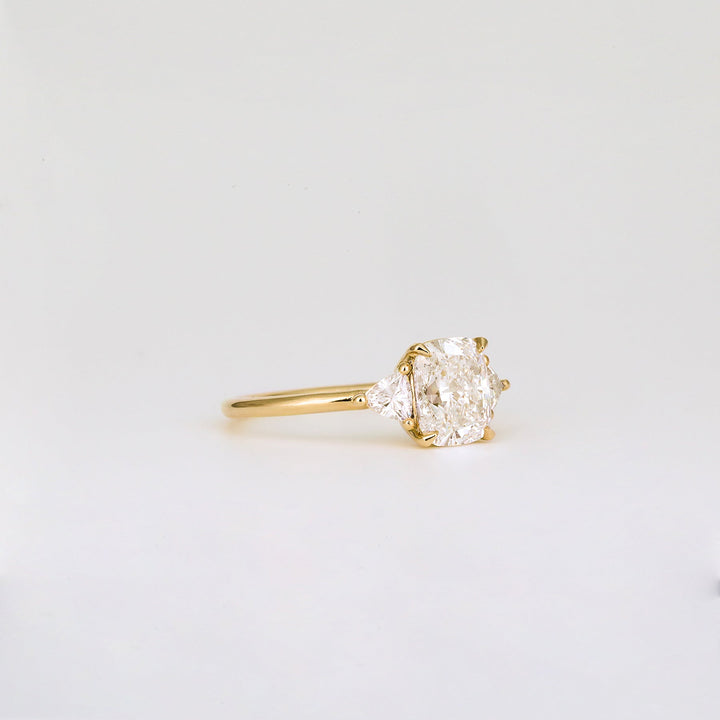 1.52 -3.50 CT Cushion  Lab Grown Diamond Three Stone Engagement ring