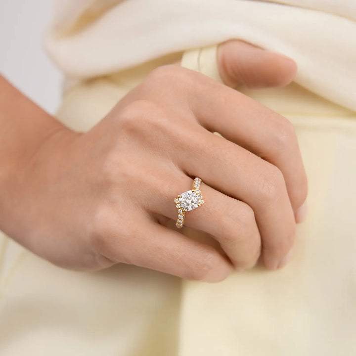 1.50CT Cushion Cut Bypass Shank Moissanite Engagement Ring