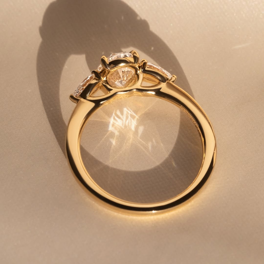 1.30-3.50 CT Oval  Lab Grown Diamond Three Stone Style Engagement Ring