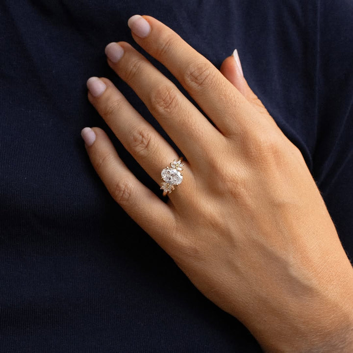 2.0-4.0 CT Oval  Lab Grown Diamond Cluster Style Engagement Ring