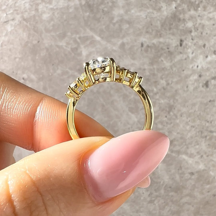 2.0-4.0 CT Oval  Lab Grown Diamond Cluster Style Engagement Ring