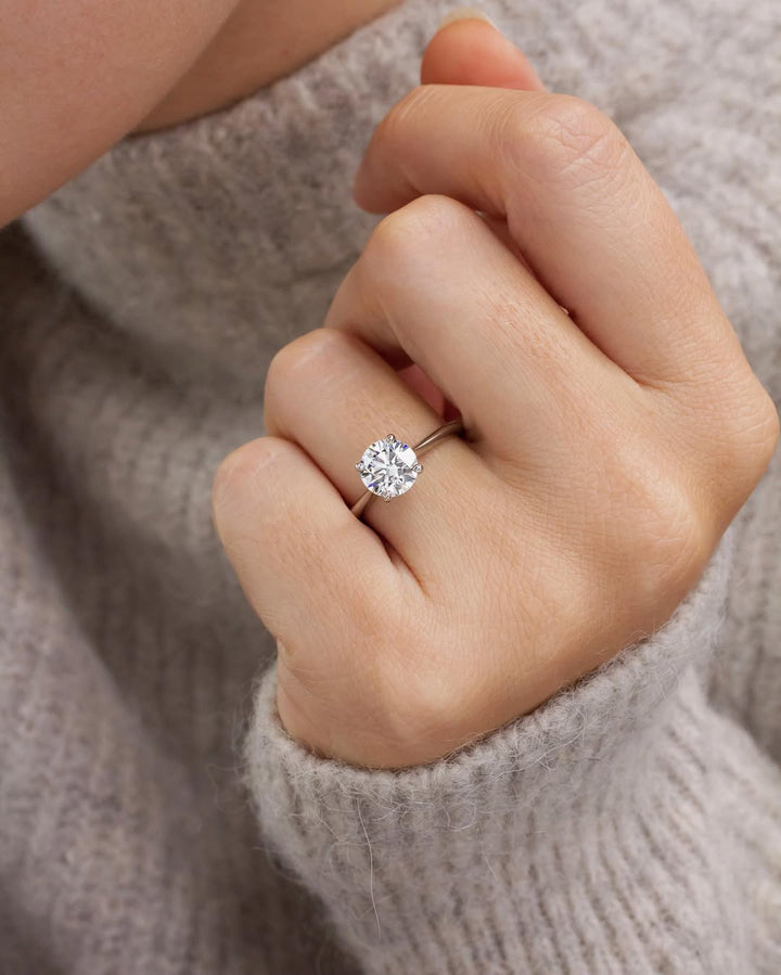 1.60 - 3.60 CT Round  Lab Grown Diamond Solitaire Style Engagement Ring