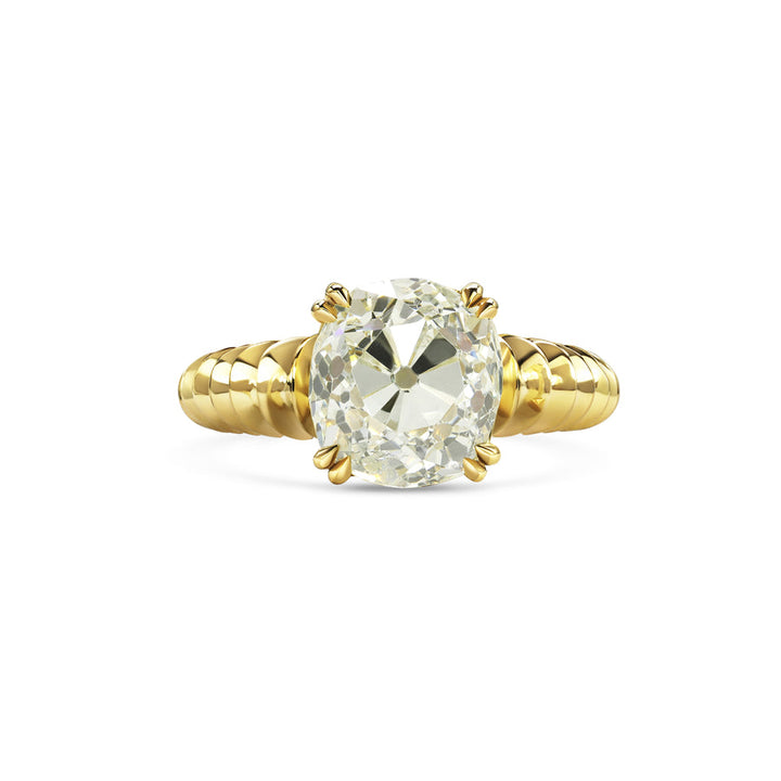 4.50CT Yellow Old Mine Cushion Diamond Unique Solitaire Lab Grown Ring