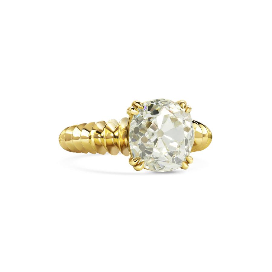 4.50CT Yellow Old Mine Cushion Diamond Unique Solitaire Lab Grown Ring