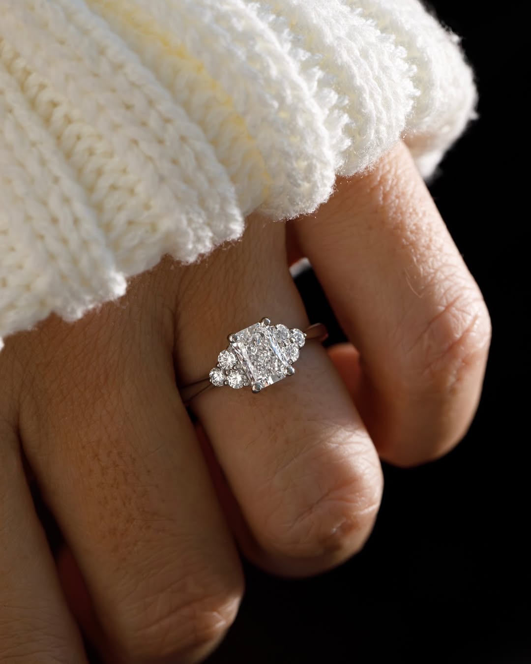 1.0 -3.0 CT Radiant D/VS2  Lab Grown Diamond Cluster Style Engagement Ring