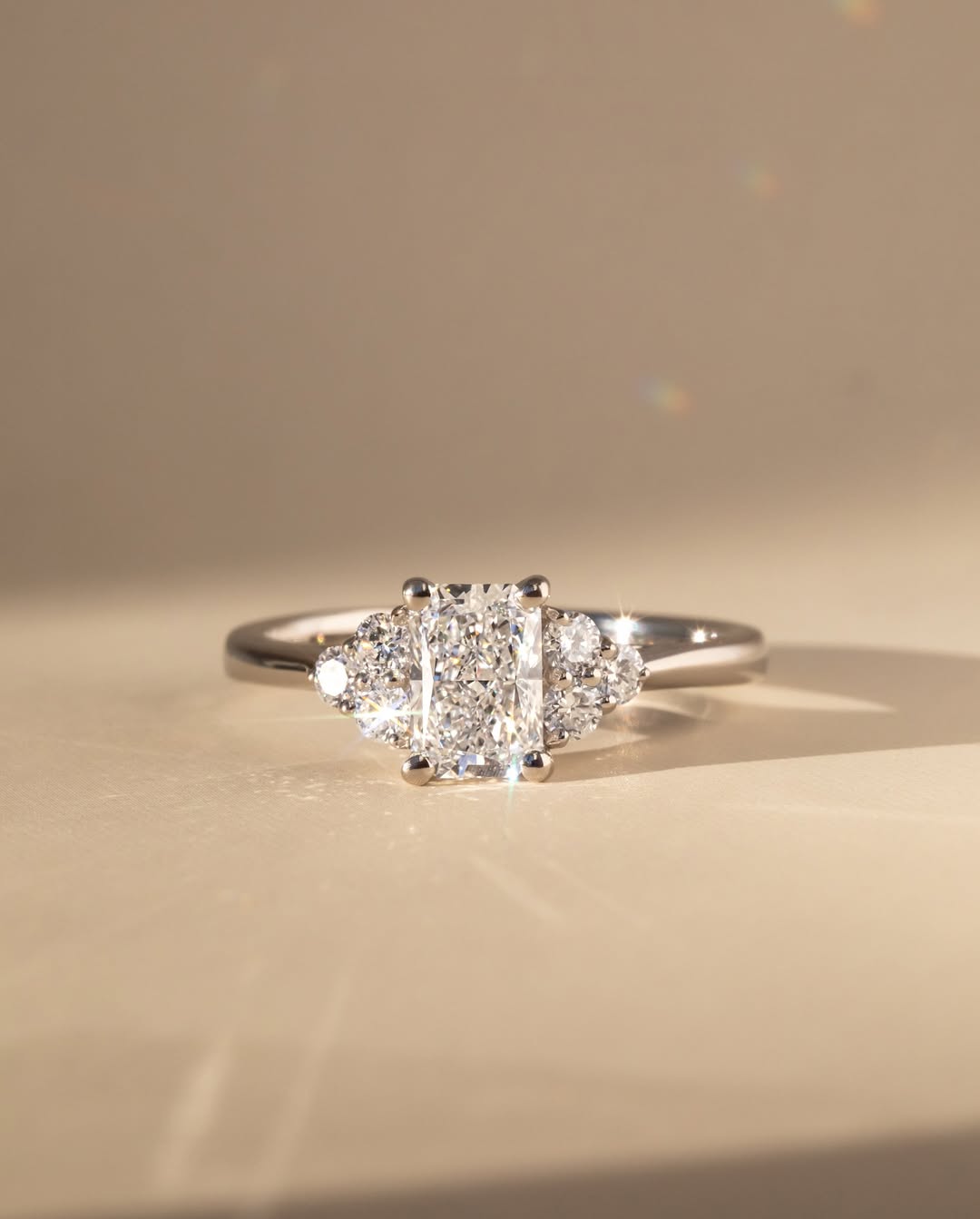 1.0 -3.0 CT Radiant D/VS2  Lab Grown Diamond Cluster Style Engagement Ring