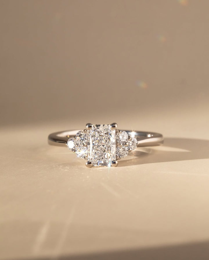 1.0 -3.0 CT Radiant D/VS2  Lab Grown Diamond Cluster Style Engagement Ring