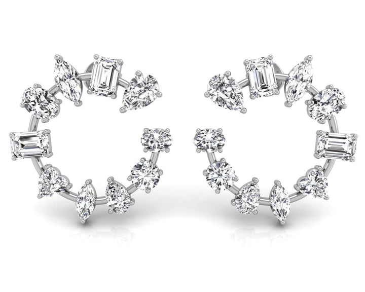 4.74CT Mix Cut Moissanite Stud Diamond Earrings For Women