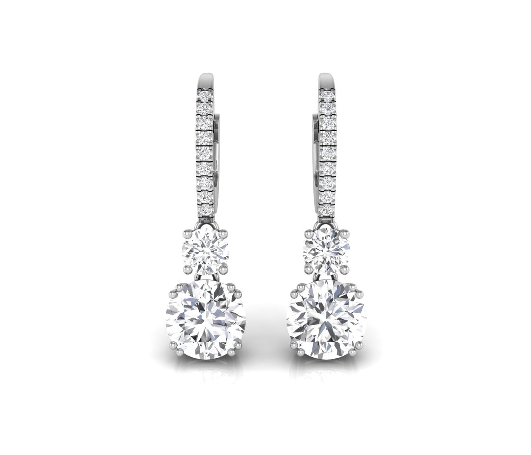 4.0CT Round Cut Two Stone Moissanite Stud Diamond Earrings For Women