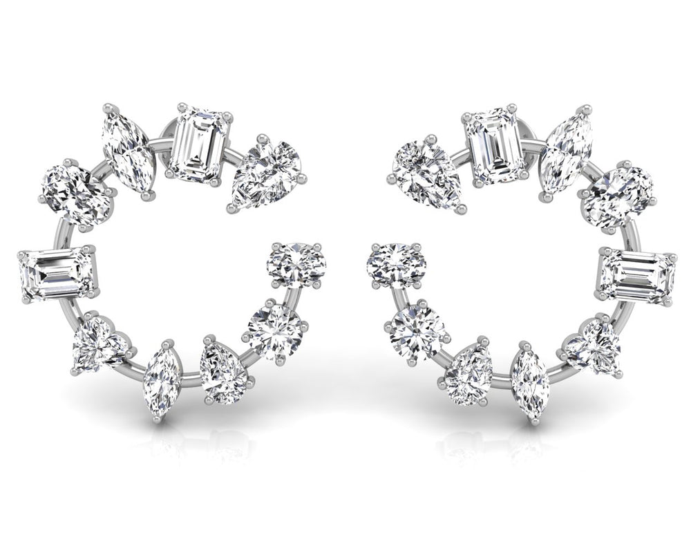 4.24CT Mix Cut Open Moissanite Stud Diamond Earrings For Women
