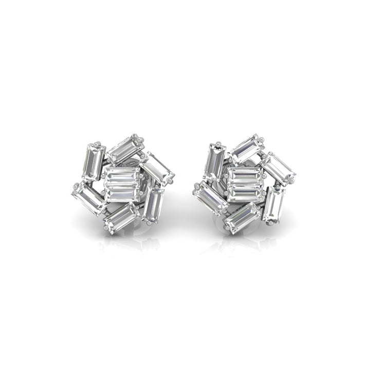 0.65CT Baguette Cut Cluster Moissanite Diamond Earrings For Women