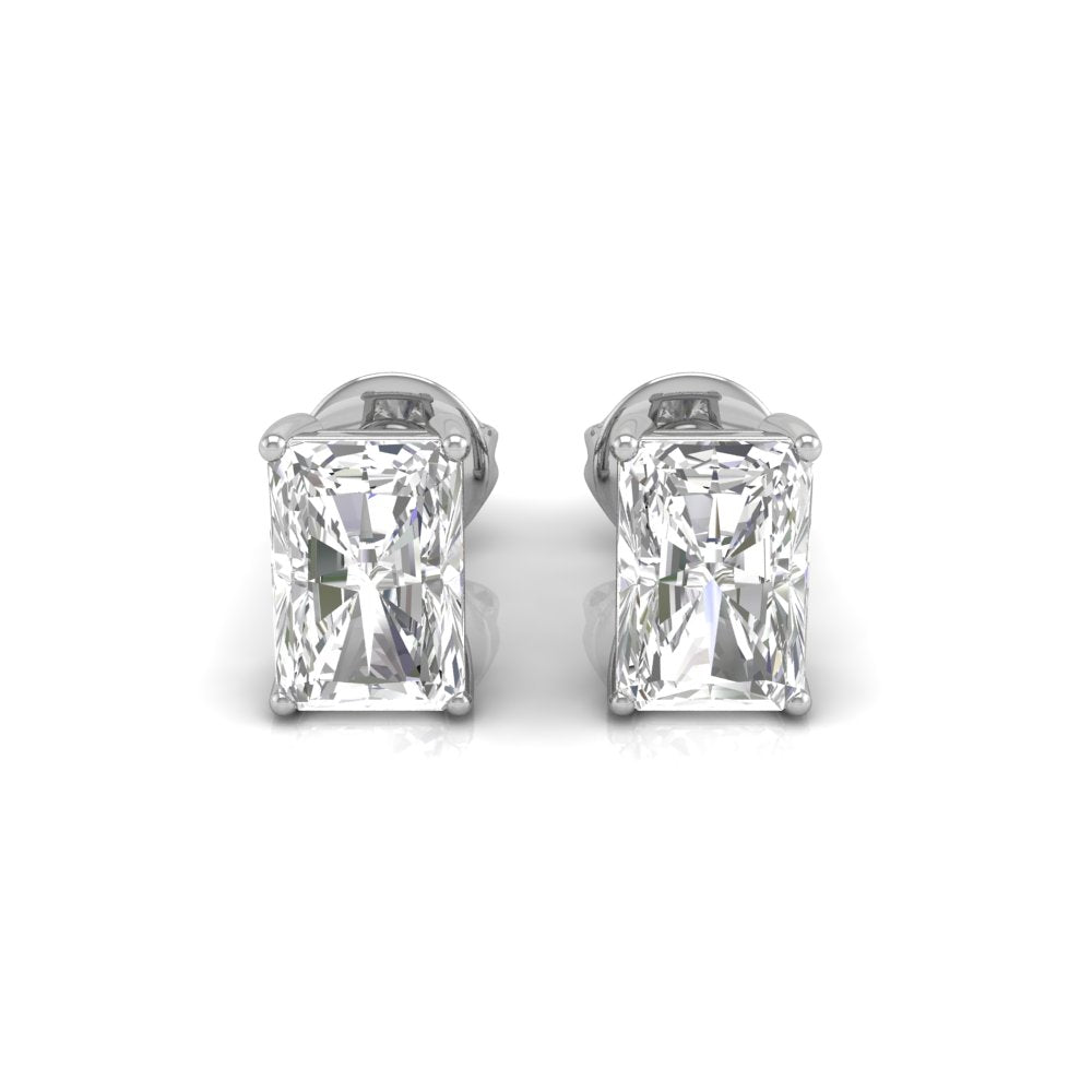 1.5CT Radiant Cut Stud Moissanite Diamond Earrings in 14K White Gold