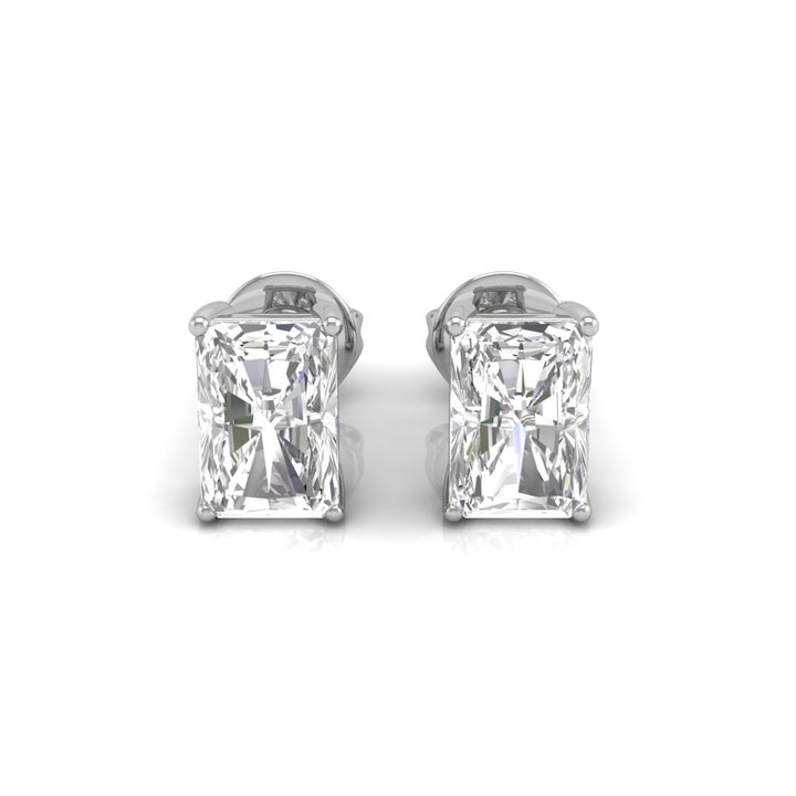1.5CT Radiant Cut Stud Moissanite Diamond Earrings in 14K White Gold