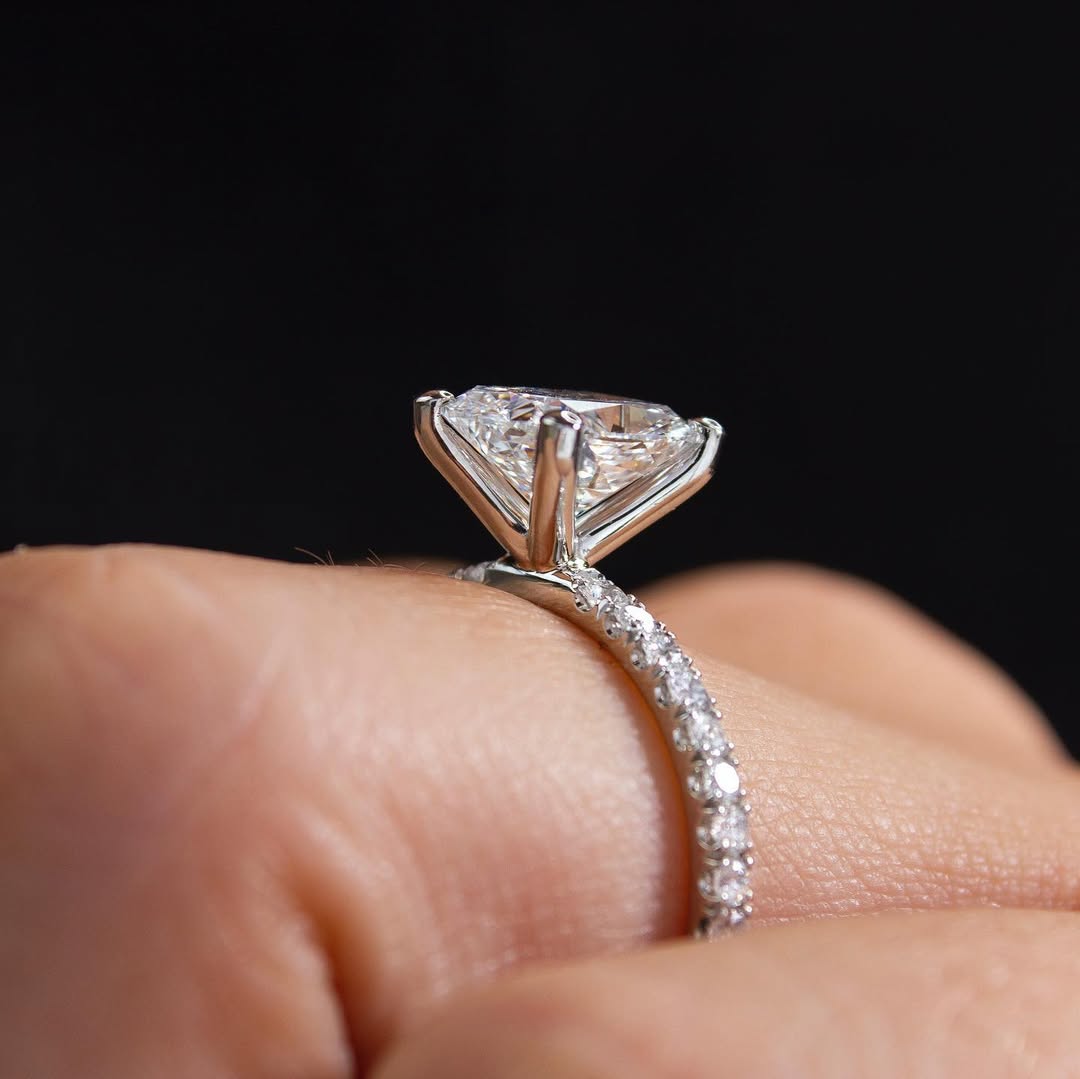 1.80 - 3.80 CT Cushion  Lab Grown Diamond Pave Style Engagement Ring