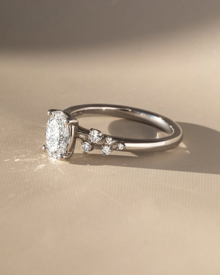 1.0 -3.0 CT Oval  Lab Grown Diamond Cluster Style Engagement Ring