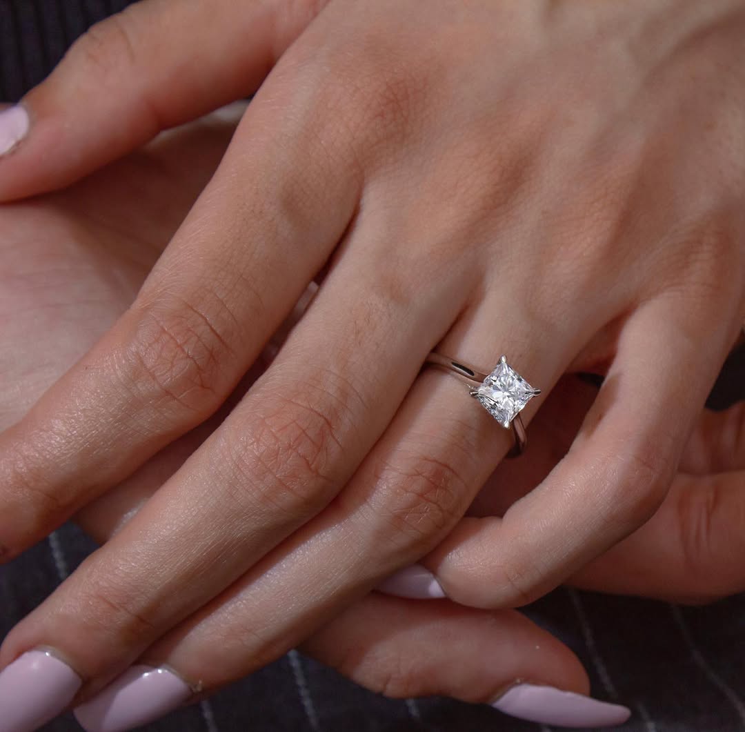 1.50 - 3.50 CT Princess Lab Grown Diamond Hidden Halo Style Engagement Ring