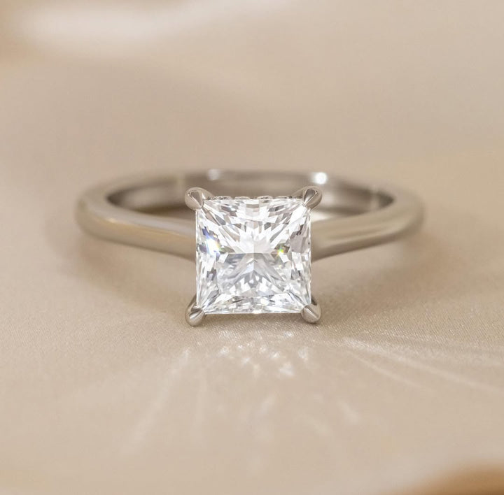1.50 - 3.50 CT Princess Lab Grown Diamond Hidden Halo Style Engagement Ring