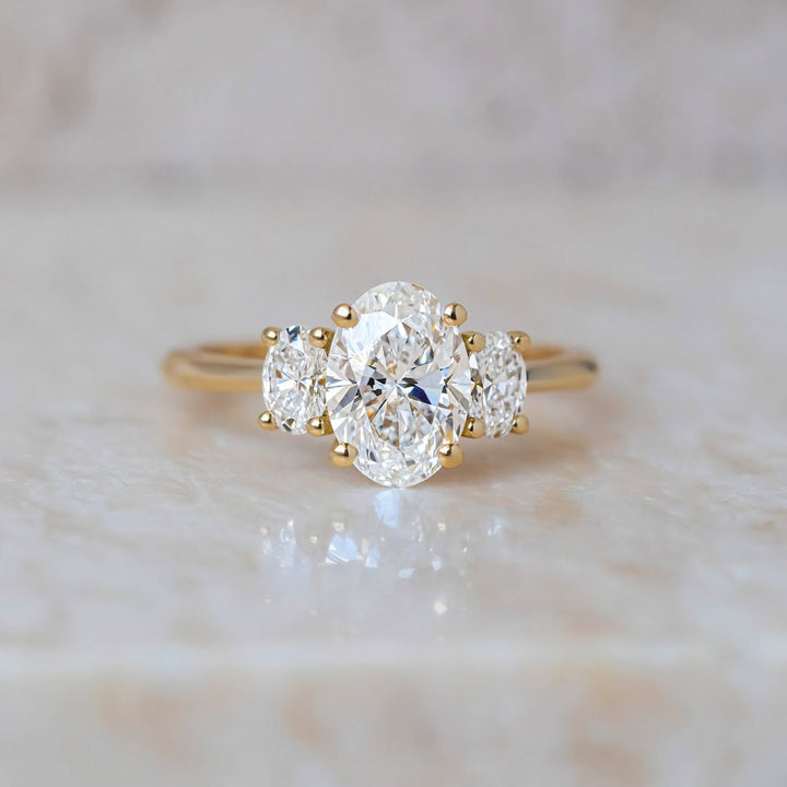 1.60-3.50 CT Oval  Lab Grown Diamond Three Stone Style Engagement Ring