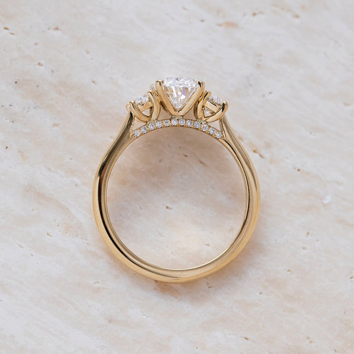 1.60-3.50 CT Oval  Lab Grown Diamond Three Stone Style Engagement Ring