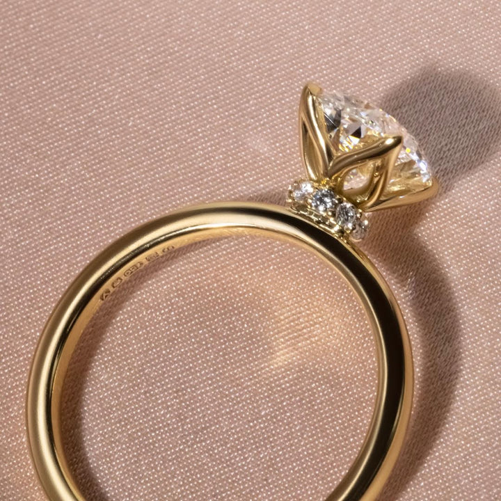 2.0 - 4.0  CT Oval  Lab Grown Diamond Hidden Halo Style Engagement Ring