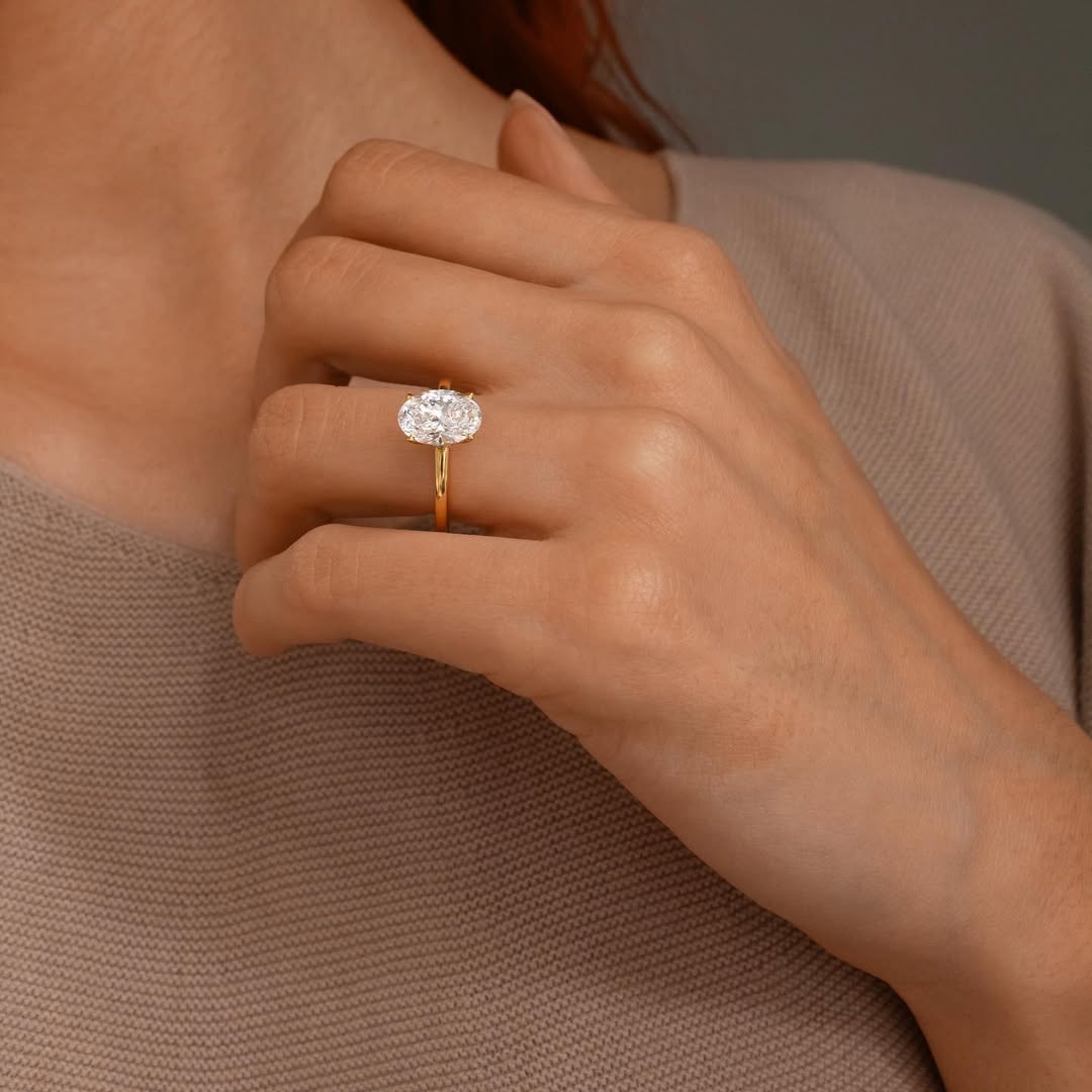 2.0 - 4.0  CT Oval  Lab Grown Diamond Hidden Halo Style Engagement Ring
