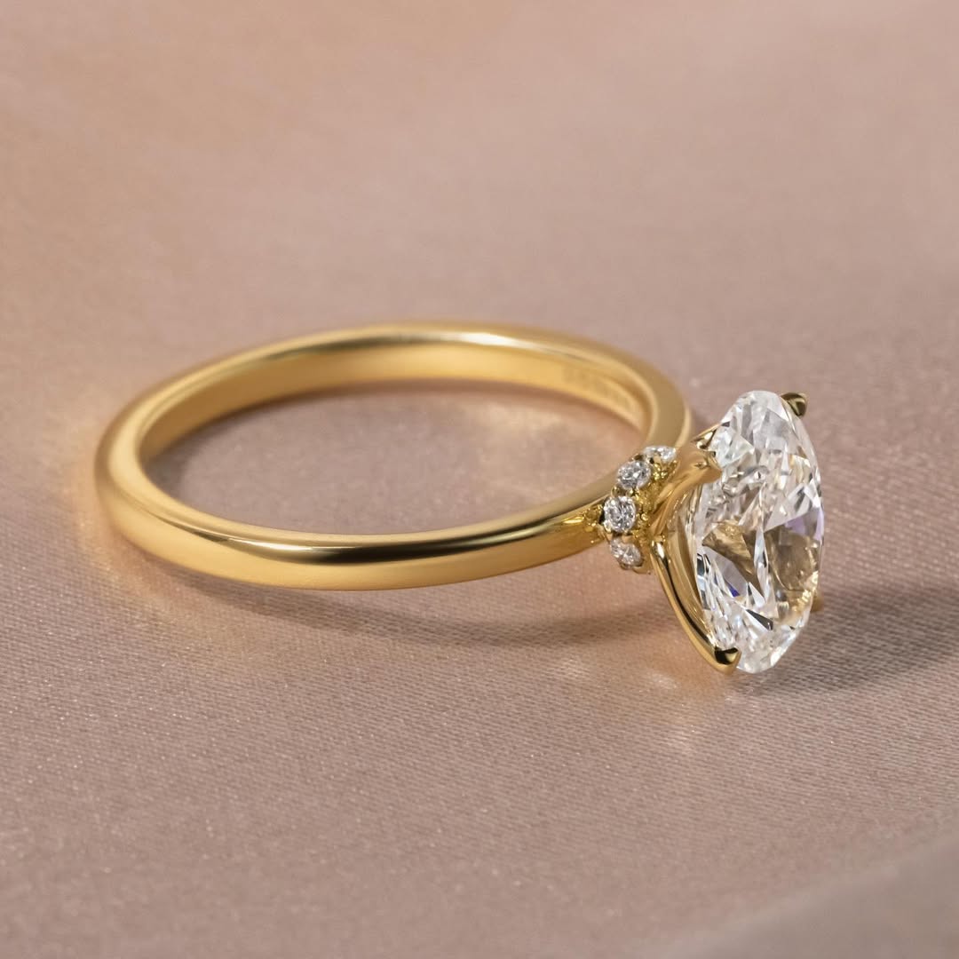 2.0 - 4.0  CT Oval  Lab Grown Diamond Hidden Halo Style Engagement Ring