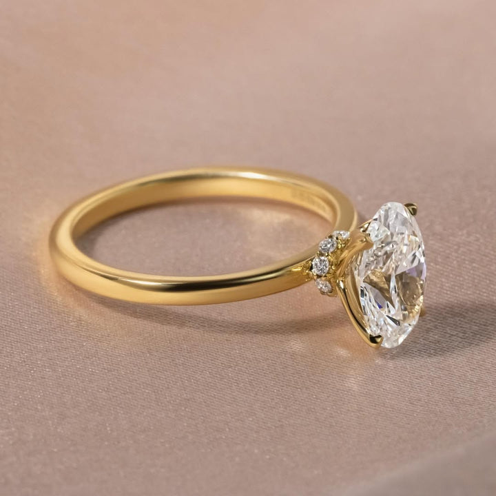 2.0 - 4.0  CT Oval  Lab Grown Diamond Hidden Halo Style Engagement Ring