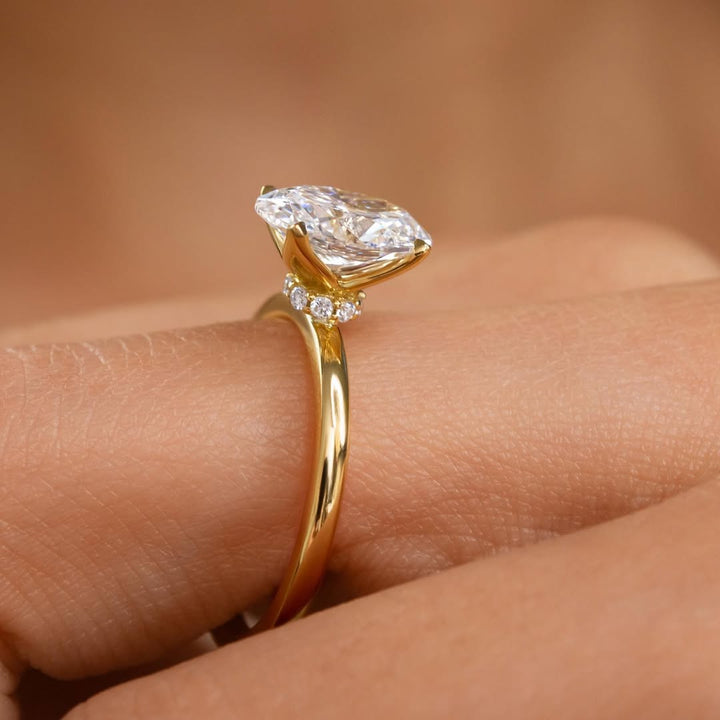 2.0 - 4.0  CT Oval  Lab Grown Diamond Hidden Halo Style Engagement Ring