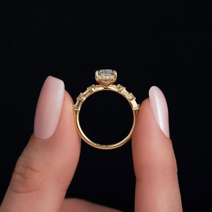 1.0-3.0 CT Radiant Lab Grown Diamond Dainty Setting Engagement Ring